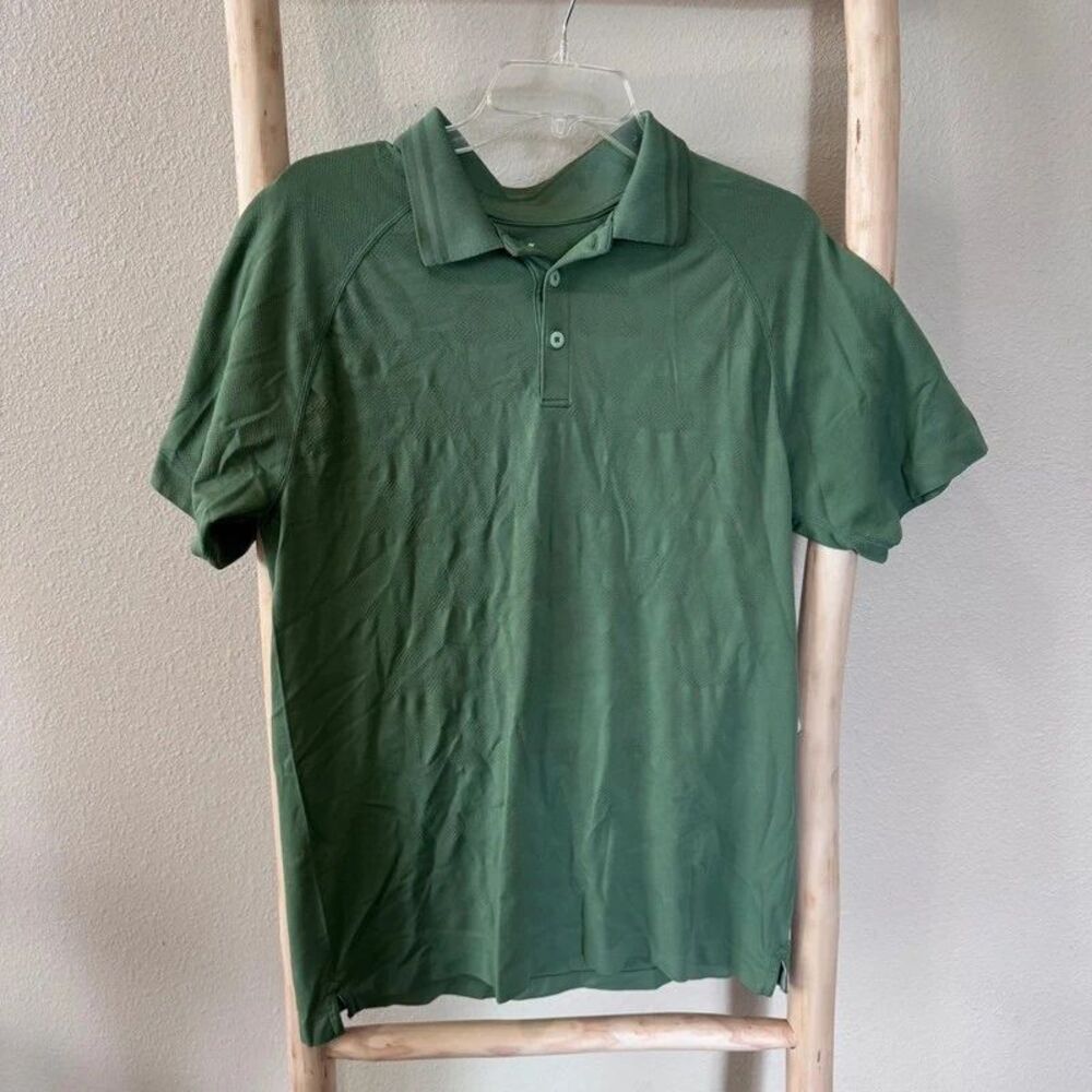 Fabletics Men's The Training Day Polo Short Sleeve Sage Green Size Medium